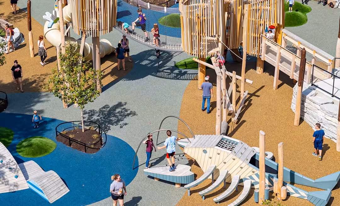 a group of people at a playground