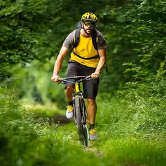 a man riding a bicycle