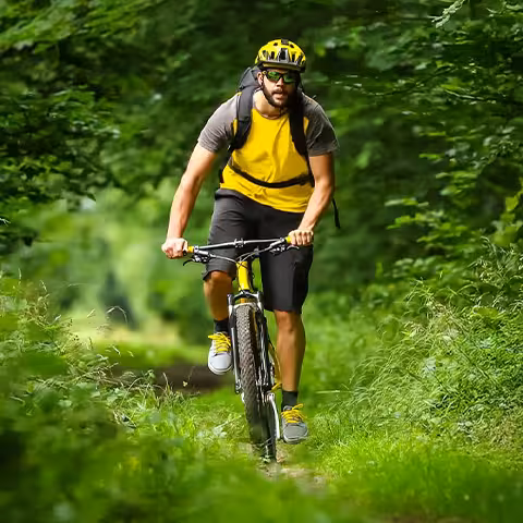 a man riding a bicycle