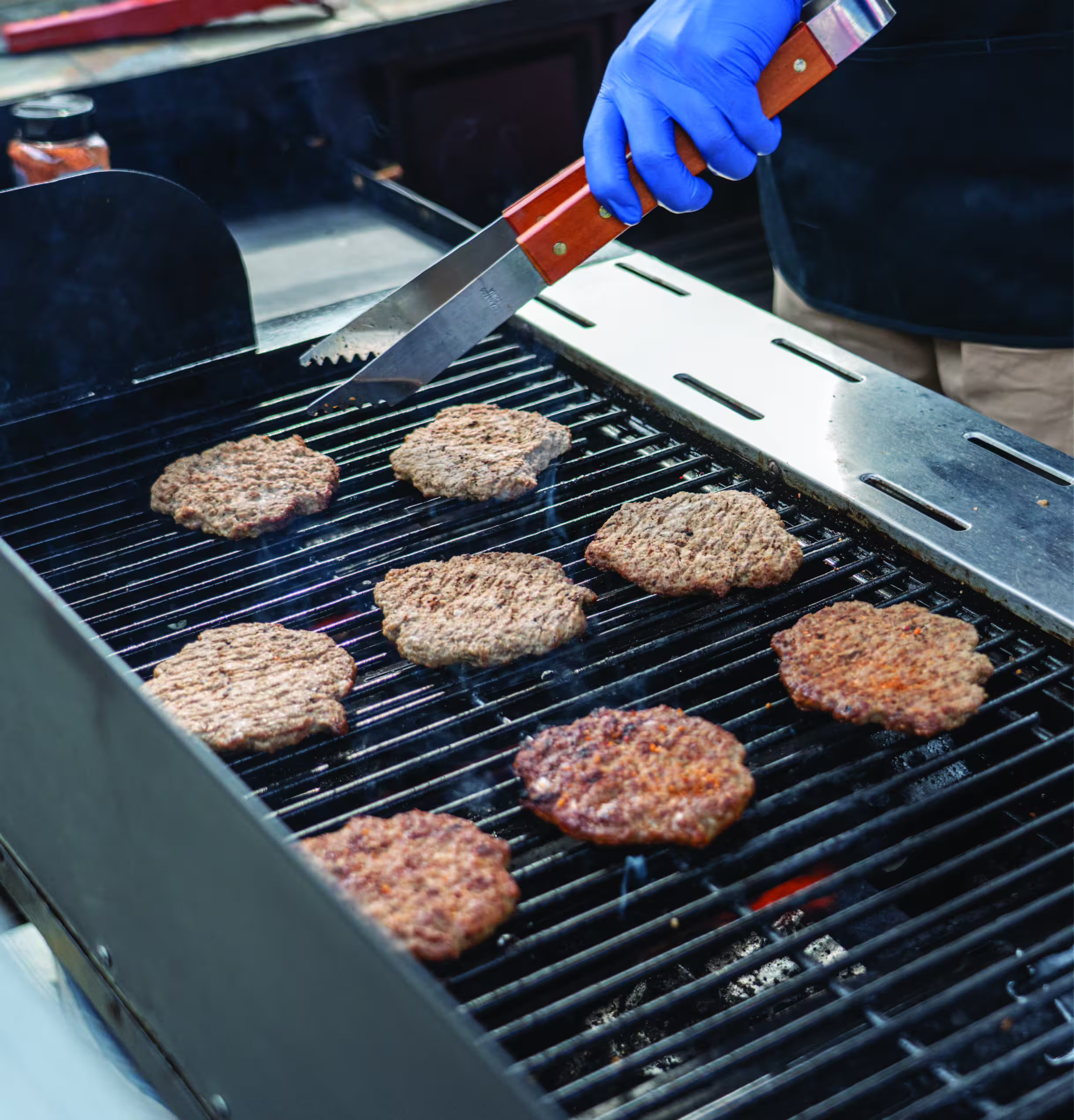 Burgers on a gas grill