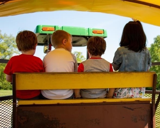 kids on a hayride