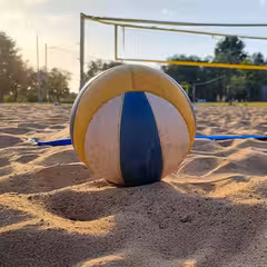 a volleyball on a beach