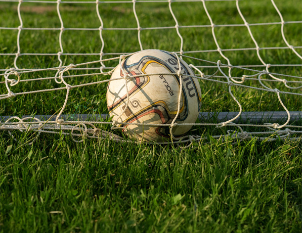 a football ball in a net