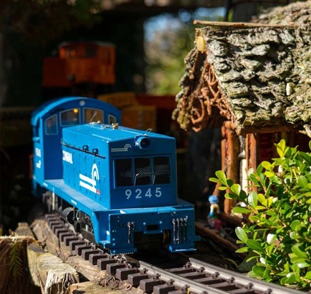 a toy train on a track