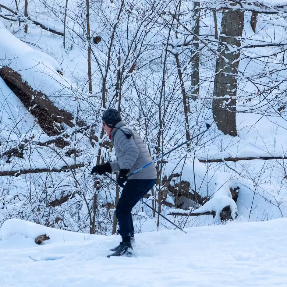 Man cross country skiing