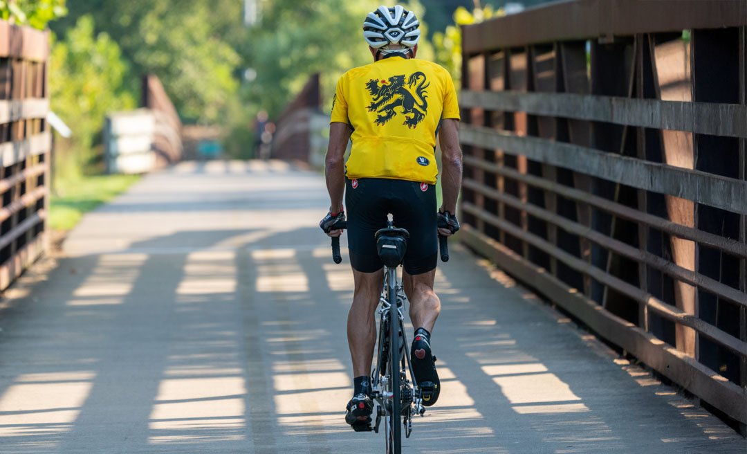 a man riding a bicycle